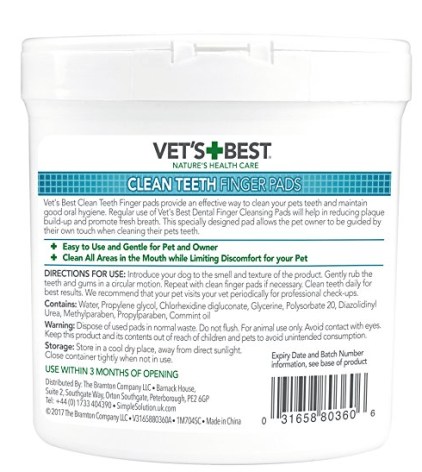 Vet&#38;#39;s Best Clean Teeth Finger Pads pack of 50